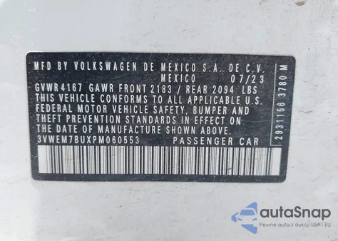 2023 Volkswagen Jetta 1.5T Se из США, поврежденный, VIN 3VWEM7BUXPM060553